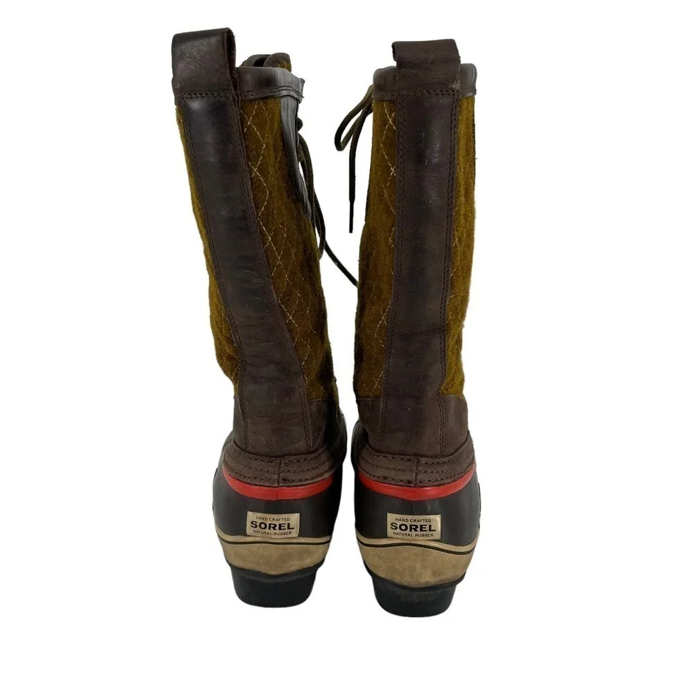 Sorel Boots Sorelli‎ Quilted Wool Green Brown Waterproof Women’s 10
